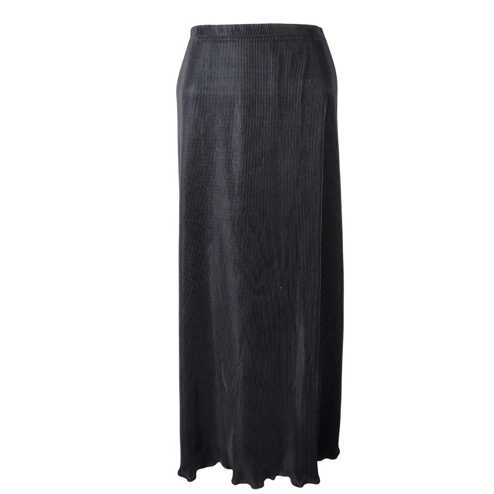 T.R. Bentley Black Micro Pleated Maxi Skirt Elastic Waist XL chic vamp goth